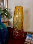 HTF Blenko Glass 2024 Don Shepherd Moonscape FOG Vase! in Hay/Topaz Stunning