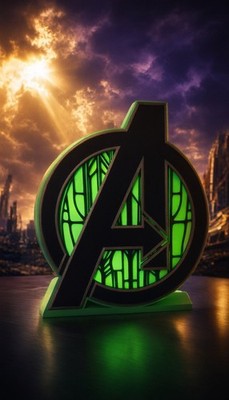 Marvel Avengers Logo LED Lampe Tischlampe Grün Buntglas Stil Nachtlicht Deko