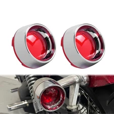 2x Chrome ABS Cover Bullet Turn Signal Light Red Lens For Harley Touring Dyna