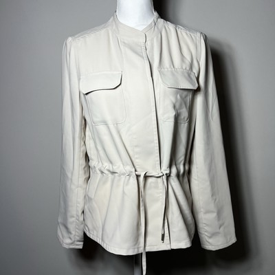 The Limited Women s Size 2 Cream Lightweight Jacket Button Up Tie Waist Classic