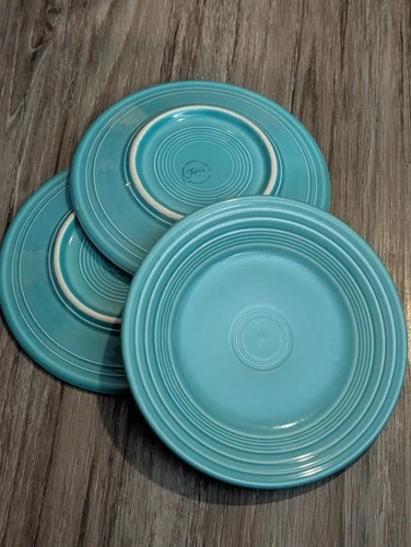 Fiesta Luncheon Plates Turquoise 9" Lunch Salad Set Of 3 Fiestaware USA HLC