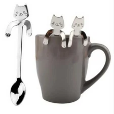 Stainless Steel Mini Cute Cat Spoon for Tea Coffee Dessert Sugar Ice Cream