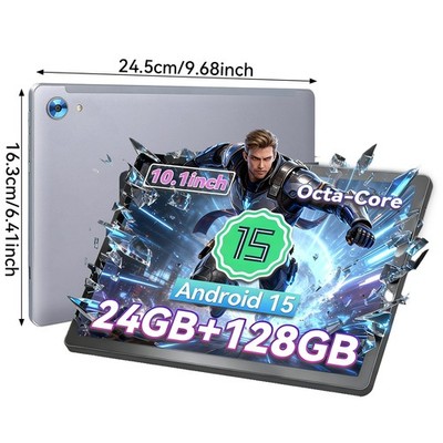 10.1'' Android Tablet 24+128GB IPS Touchscreen Octa-core Processor Wi-Fi 6 Gray