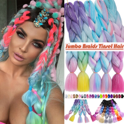 60cm Jumbo Synthetic Braid Hair Flechten Zopf Afro Strähnen Haarverlängerung DE