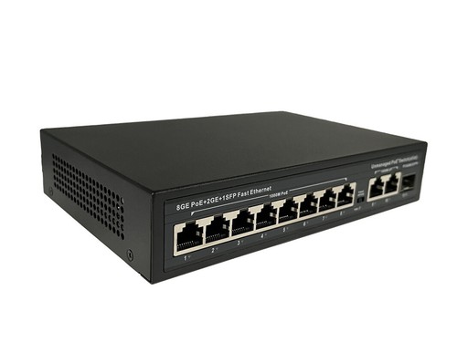 Commutateur POE Gigabit 8 ports + 2 Gigabit + 1 Gigabit SFP Full Gigabit avec cordon d'alimentation - Photo 4/6