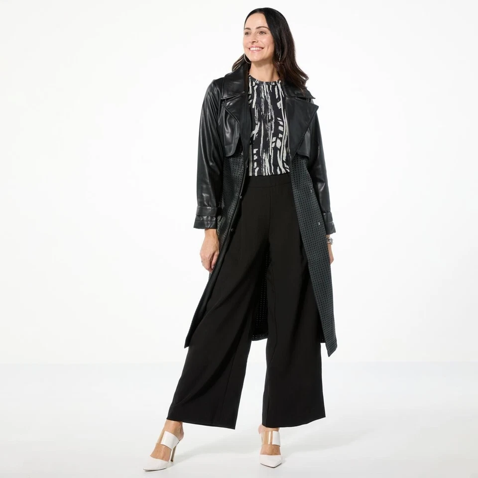 Gabardina GRIS Jhoan Sebastian Gris Cuero Sintético Perforado Talla Mediana Negra Foto 2 de 4