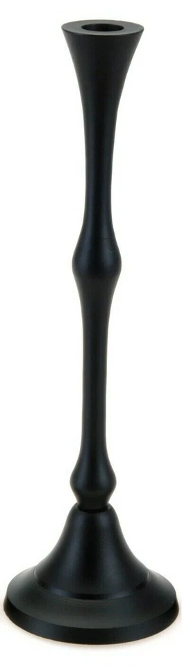 Set of 2 Matt Black Metal Candlesticks Pair of Tall Dinner Candle Holders 32cm   - Image 4 of 4