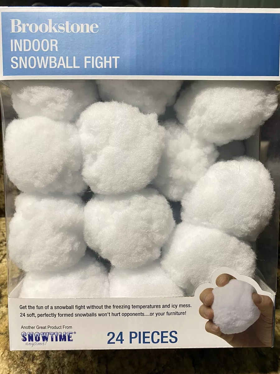 Brookstone Indoor Snowball Fight - 24 Soft White Snowballs No Mess or Cold  Temp!