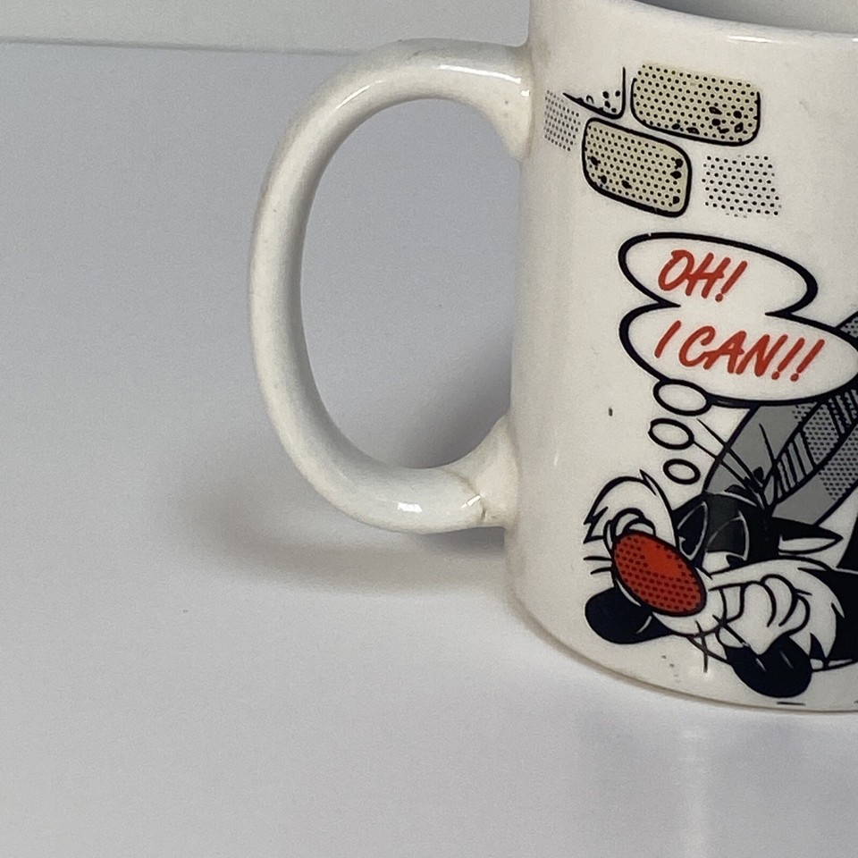 Vintage 1995 Looney Tunes Coffee Cup Mug Sylvester Cat Warner Brothers
