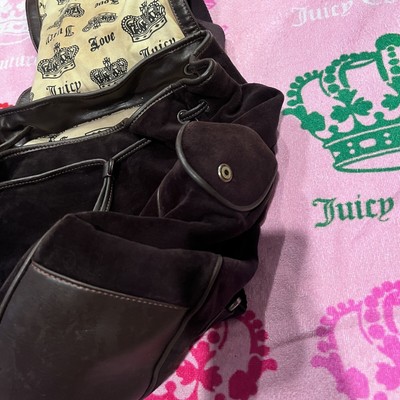 Vintage Black Juicy Couture Backpack Purse Bag Velour Juicy  display picture 3