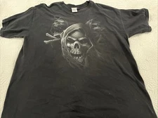 Vintage Y2K TN River ODM Skulls Shirt Size XL Skater Grunge