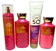 Bath and Body Works 4 Pc PINK PINEAPPLE SUNRISE Mist Gel Lot Sun SPF FREE SHIP