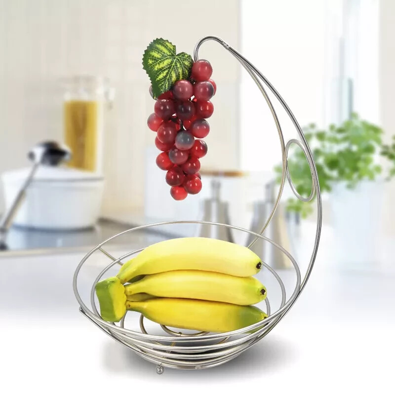 Fruit Basket Banana Hanger 2 in 1 Veg Bowl Hook Stand Holder Large eBay