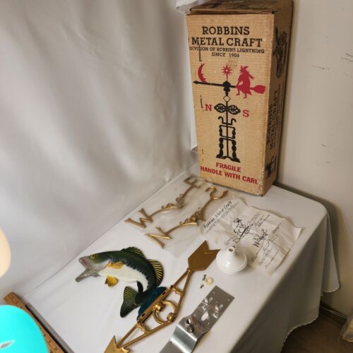 Vintage Bass Fish WeatherVane Aluminum - Robbins Maryville MO w Orig Box - Picture 3 of 7