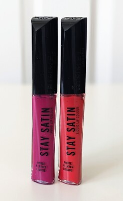 (Lot of 2) Rimmel #430 FOR SURE + #600 SCRUNCHIE Stay Satin Liquid Lip Color