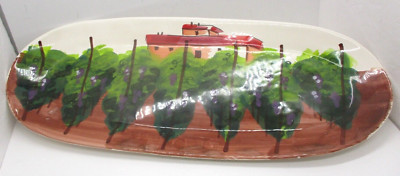 Stoneware Serving Tray Platter Alessandro of Montelupo Italy Grape Vine Vineyard