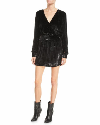 knee length dresses for ladies Self-Portrait - Black Velvet Crystal Trim Mini Dress main image 0