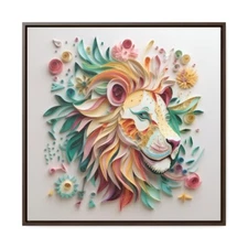 Unique Quill Lion's Mane Art - AI Art, Gallery Canvas Wraps, Square Frame