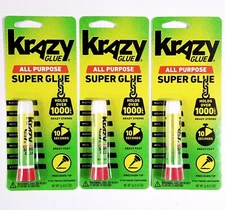 KRAZY GLUE ALL PURPOSE GLUE SUPER GLUE TUBE .07 OZ x 3 TUBES