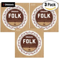 3-PACK D'Addario EJ34 80/20 Bronze Black Nylon Ball End Classical Guitar Strings