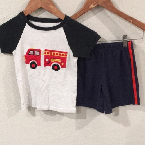 Family Feeling Carter's Boys Sz 5 Fire Truck Appliqué Pajama Set