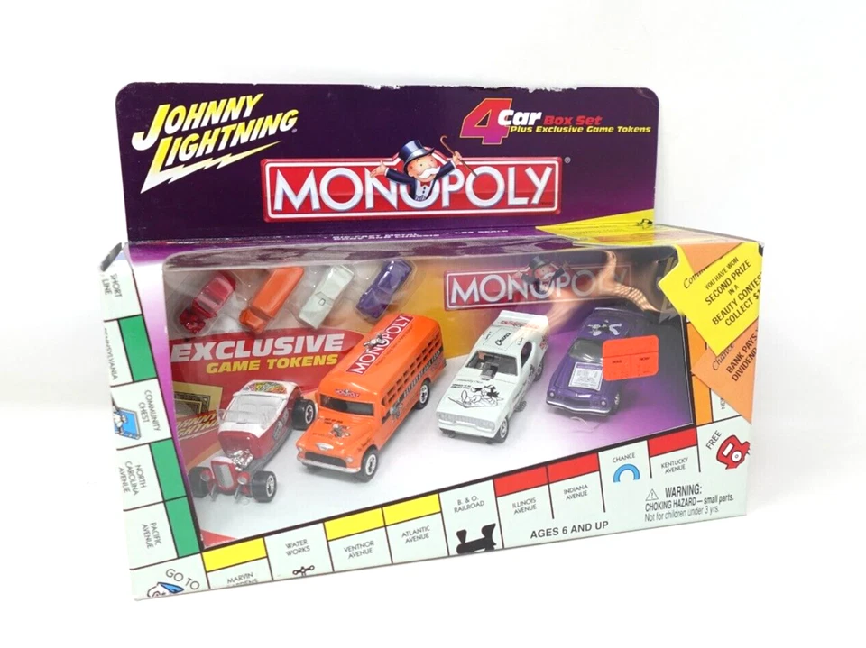 Johnny Lightning Monopoly 4 Car Set 1:64 Scale Unopened 245-04 Advance To Go 1 - Image 3 of 4