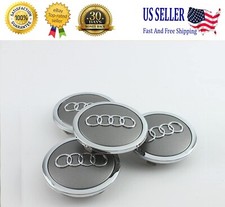Set(4pcs) Audi 69MM Gray Chrome Wheel Rim Center Hub Caps Replacement 4B0601170A