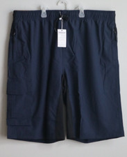 Men's Cargo Shorts Elastic Waist Drawstring with Multi Pockets Blue Large L