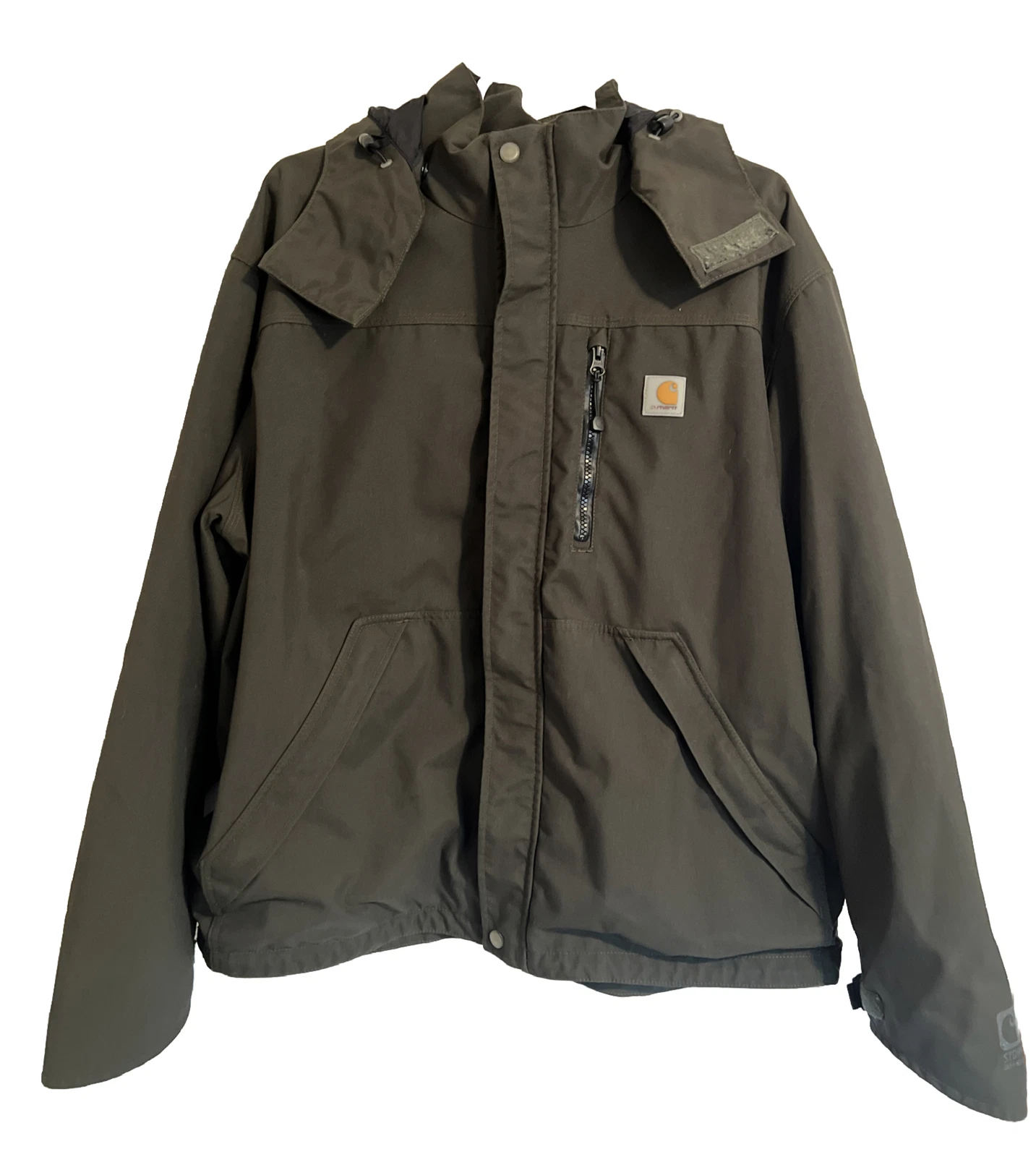 Carhartt Jacket Mens Large Green Storm Defender Shoreline Detachable Hoodie Coat