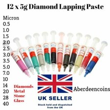 12 x 5g Diamond Lapping Paste Compound  0.5-40 Micron Metal Stone Glass Craft