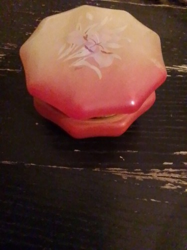 Caja de baratijas de alabastro genuino tallada a mano vintage hecha en Italia rosa floral - Imagen 2 de 9