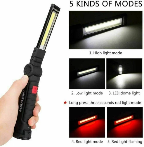 COB LED Rechargeable Work Light Magnetic Inspection Torch Lamp Flexible Cordless - Picture 4 of 31