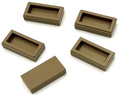 Lego 5 New Dark Tan Tiles Flat Smooth 1 x 2 Parts