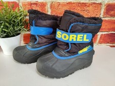 JUNGEN MÄDCHEN SOREL UK 11,5 EU 30 SCHWARZ BLAU KUNSTFELLBESATZ WARM WINTER SCHNEESTIEFEL
