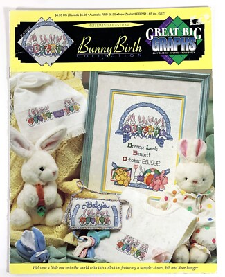 Great Big Graphs Bunny Birth Collection Cross Stitch Charts 1992 VGC
