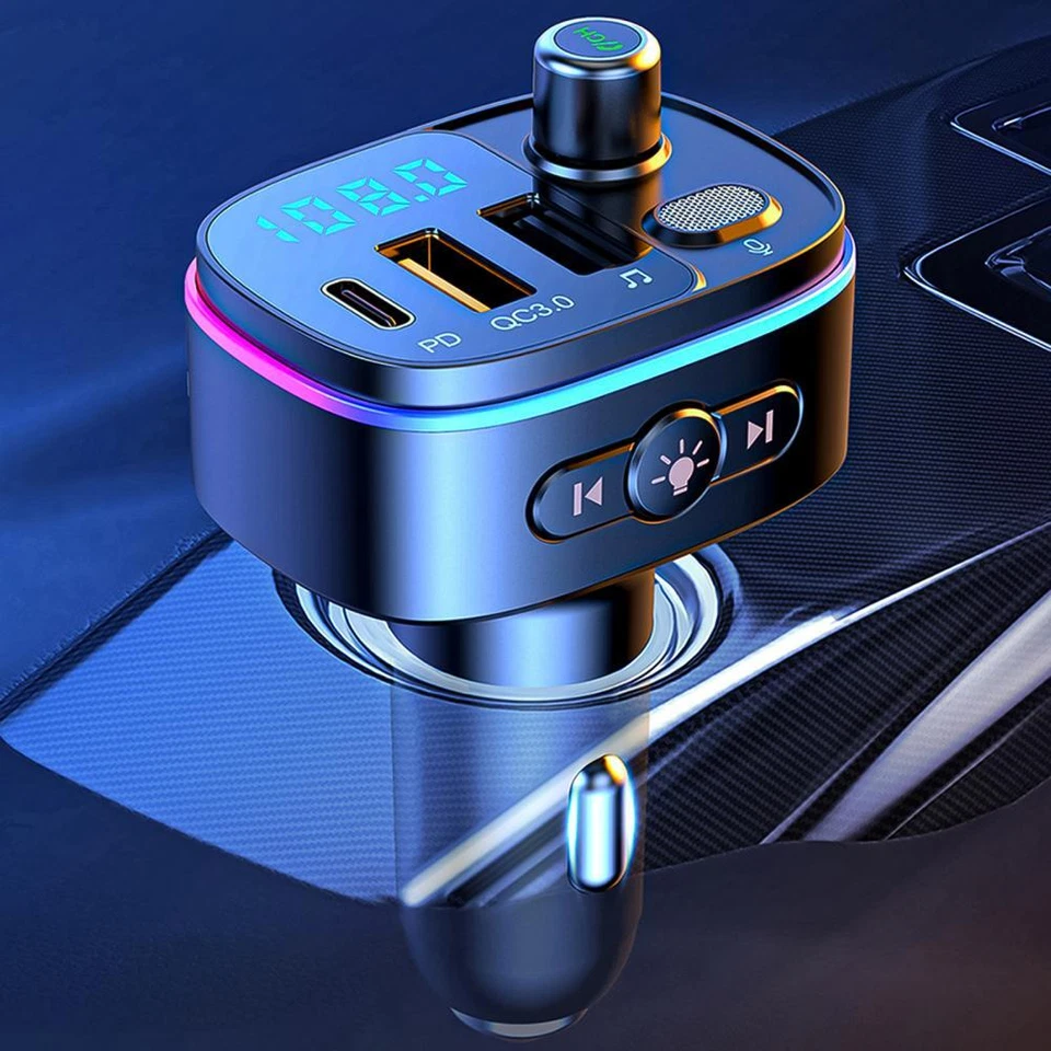 Quick Charger QC3.0 Dual USB Type-C MMC Car FM Transmitter Bluetooth5.0 Wireless - Image 2 of 4