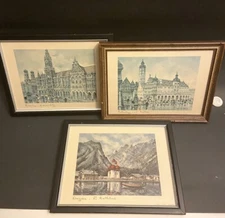 Maurice Legendre Krisarts Framed Prints Set Of 3 Rothenburg Munchen Konigssee