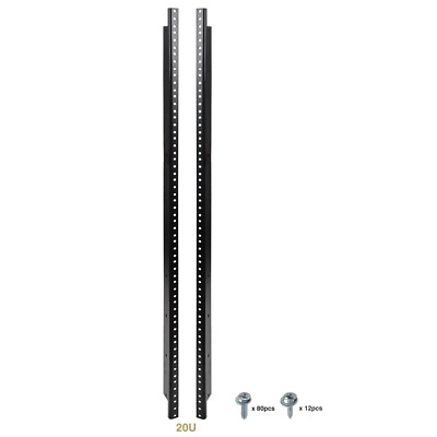 Sound Town 2-pack 20U Rack Rails, Black Powder Finish, with Screws (ST-RR-20U)