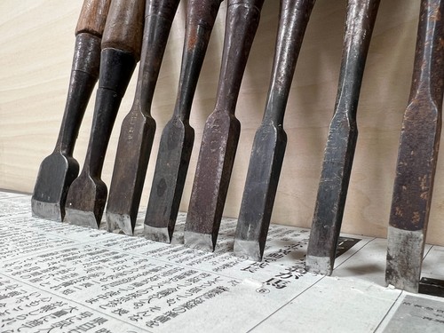 Vintage Japanese Chisel 14set Nomi /Hand Plane Saw Iron Hammer Hand Tool/d68 - Picture 15 of 24
