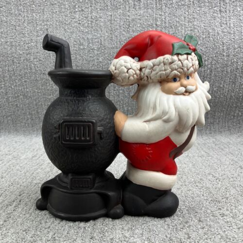 VTG Ceramic Santa Figure Pot Belly Stove Glenview Mold Rustic Christmas 70s 80s - Afbeelding 1 van 21