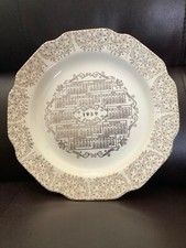 Ancienne plaque calendrier 1959 - blanche avec impression dorée et bordure - PRÉ-PROPRIÉTÉ