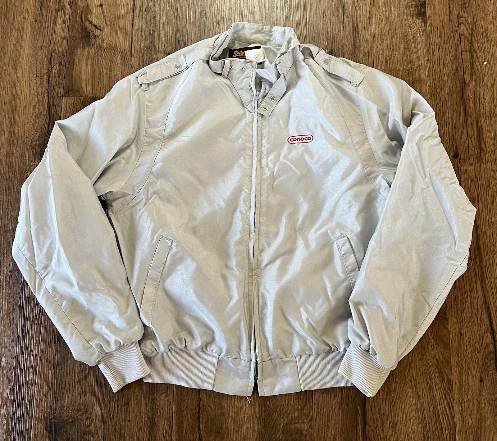 Vintage Swingster Jacket Conoco Silver Zipper Men's Made In U.S.A Size Medium