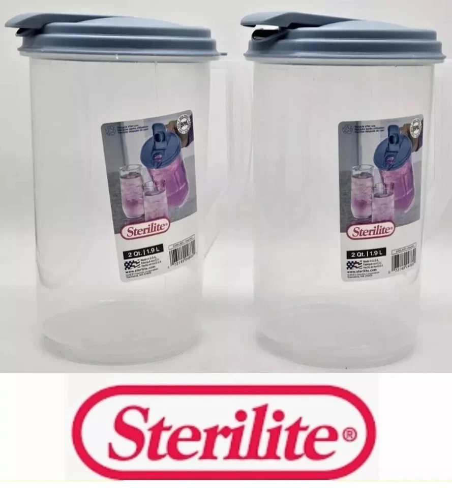 Sterilite 1/2 Gallon Drink Pitcher Leak Proof Lid  (2 Pack) 64oz Pitchers - Image 2 of 4