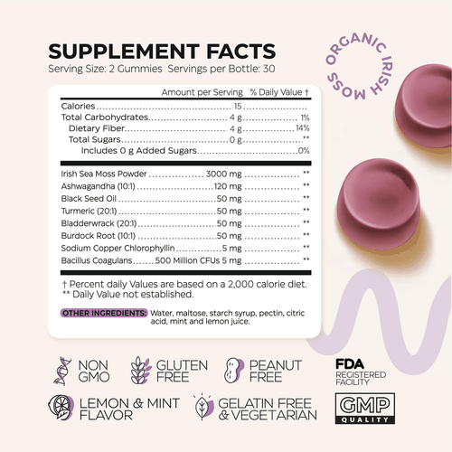 Multimineral Sea Moss Glow Gummies 3000 Mg Irish Seamoss for Immunity Thyroid - Picture 6 of 6
