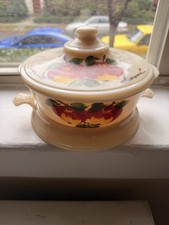 Vintage Fire King Apple Pattern 1.5 QT Casserole Dish And Lid Hand Painted Rare
