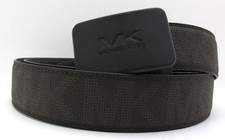 NEW MICHAEL KORS Mens 34mm Belt Plaque MK Logo Brown/Brown Reversible Cut to Fit
