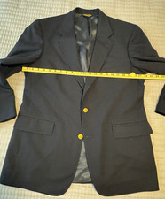 VTG Brooks Brothers Brooksease Black Wool Blazer 42R 2 Gold Buttons Made in USA