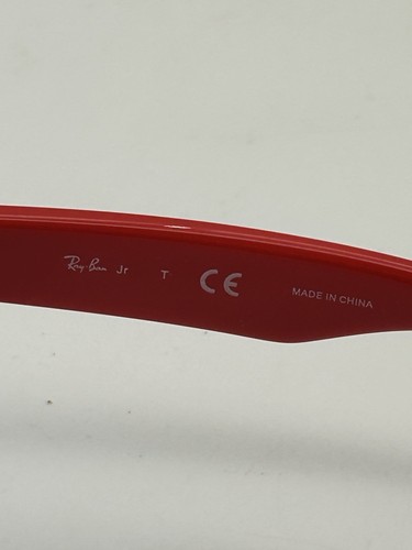 Ray Ban Jr Wayfarer Sunglasses RJ 9066S kids red/blue mirrored w/ yellow case - Picture 6 of 7