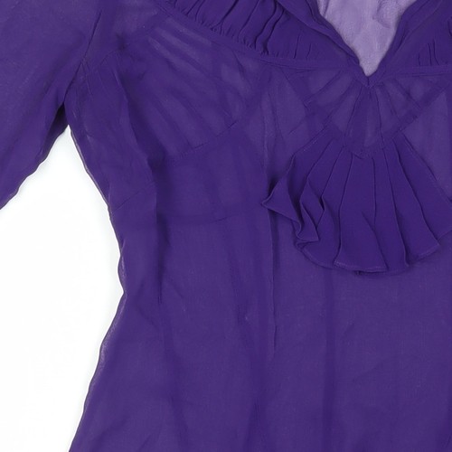 Karen Millen Women's Purple Ruffle Blouse, Size 12 - Picture 5 of 12