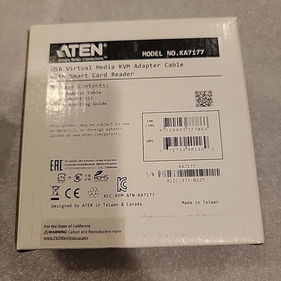 Aten KA7177 USB VGA Virtual Media KVM Adapter with Smart Card Support